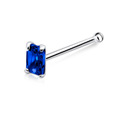 Emerald Shaped Stone Silver Bone Nose Stud NSKD-162